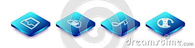 Set Isometric line Social media inbox, Cloud database, Music note, tone and Waiting icon. Vector Stock Photo