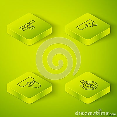 Set Isometric line UI or UX design, Keyboard, Time is money and Site map icon. Vector Vector Illustration