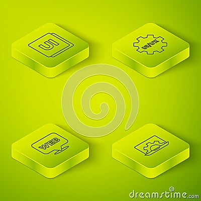 Set Isometric line UI or UX design, Web and graphic, development and icon. Vector Vector Illustration