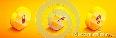 Set Isometric Lock, Broken key and Create account screen icon. Vector Vector Illustration