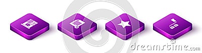 Set Isometric Mail server, Unknown document, Star and Folder tree icon. Vector Vector Illustration