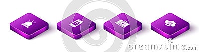 Set Isometric Motion sensor, Mobile with closed padlock, Laptop and and Cloud computing icon. Vector Vector Illustration
