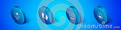 Set Isometric Multitasking manager working, Search job, Exchange and Project team base icon. Vector Stock Photo