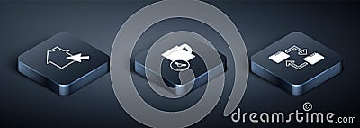 Set Isometric Online working, Cloud storage document folder and Time management icon. Vector Vector Illustration