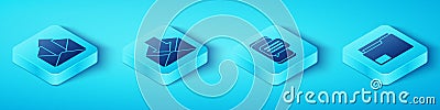 Set Isometric Outgoing mail, Envelope, Document folder and Chat messages notification on phone icon. Vector Vector Illustration