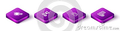 Set Isometric Processor setting, Hourglass, Stopwatch and Mobile Apps icon. Vector Vector Illustration