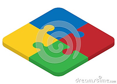 Set of Isometric puzzle pieces. Concept of teamwork, communication, problem or challenge solution. Vector illustration. Vector Illustration