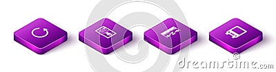 Set Isometric Refresh, Audio book, Measuring height and length and Bus icon. Vector Vector Illustration