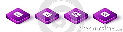 Set Isometric Repeat button, Arrow shuffle, Speaker volume and Subtitles icon. Vector Stock Photo