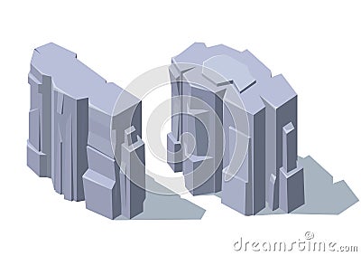 Set of isometric rock mountain Vector Illustration