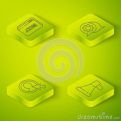 Set Isometric Speech bubble chat, Create account screen, Megaphone and Website template icon. Vector Vector Illustration