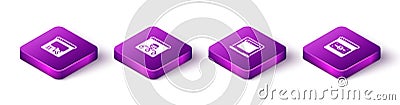 Set Isometric UI or UX design, Server, Data, Laptop with browser window and Online shopping on screen icon. Vector Stock Photo