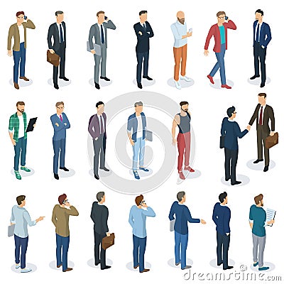 Set of isometric vector standing men Vector Illustration