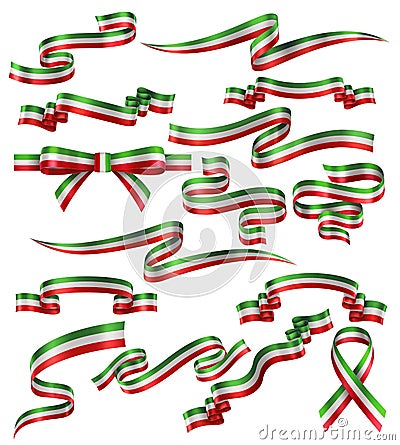 Set of Italian or Mexican Ribbons Vector Illustration