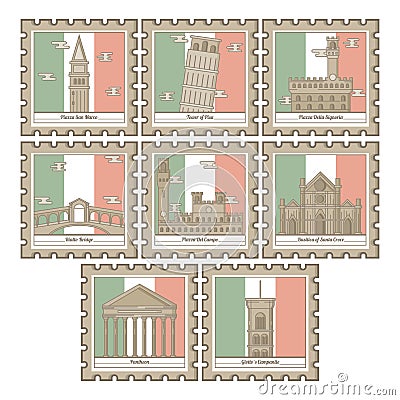 set of italy landmarks icons. Vector illustration decorative design Cartoon Illustration