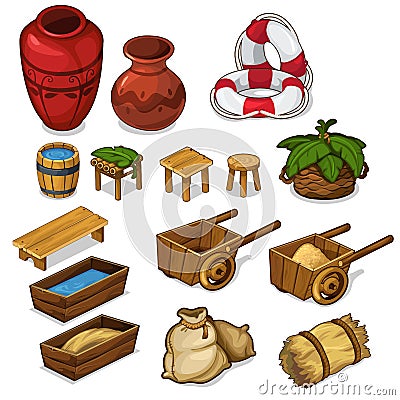 Set items for life in the countryside. Vector Vector Illustration