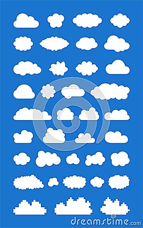 Set of ized Clouds Vector Illustration