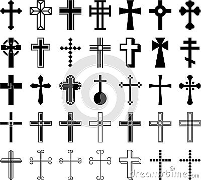 Set of ized Crosses Vector Illustration