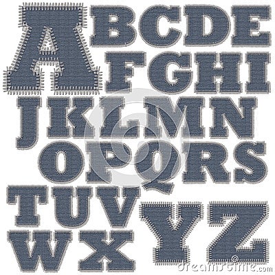 Set of Jean Stitches Alphabet Stock Photo