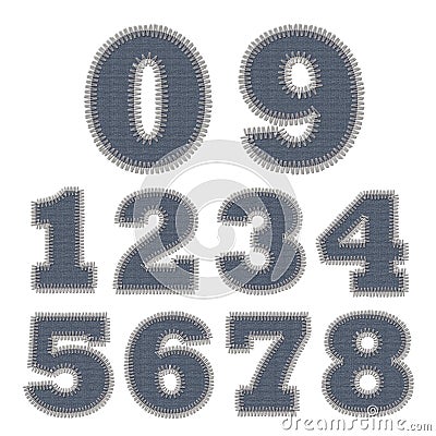 Set of Jean Stitches Numbers Stock Photo