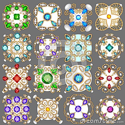 Set of jewelry vintage pendants ornament made of be Vector Illustration