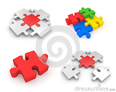 Set of Jigsaw puzzles Cartoon Illustration