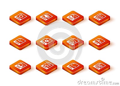 Set JPG file document, WAV, MP3, DLL, XML and M3U icon. Vector Vector Illustration