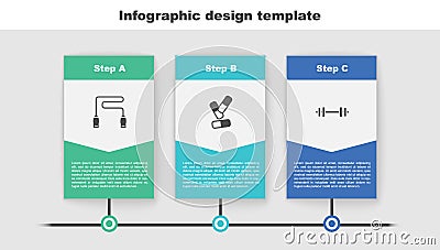 Set Jump rope, Vitamin pill and Barbell. Business infographic template. Vector Vector Illustration