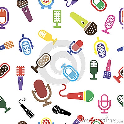 Set of karaoke related labels, badges and design elements. Karaoke club emblems. Microphones isolated on white Vector Illustration