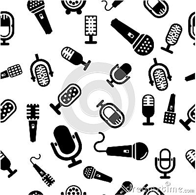 Set of karaoke related labels, badges and design elements. Karaoke club emblems. Microphones on white Vector Illustration