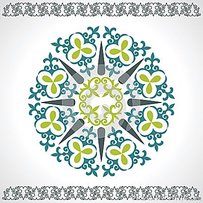 Set Kazakh Asian ornaments and patterns Vector Illustration