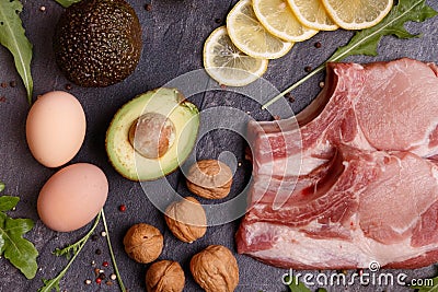 A set of keto diet products. Stock Photo