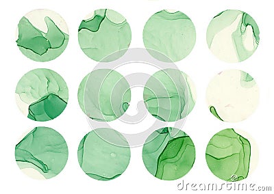 Set of key moments in the story multicolor, green, yellow, light green are bright colors. Stock Photo