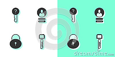 Set Key, Undefined key, Lock and Create account screen icon. Vector Vector Illustration