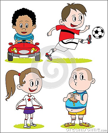 Set of kids different drawing character Vector Illustration