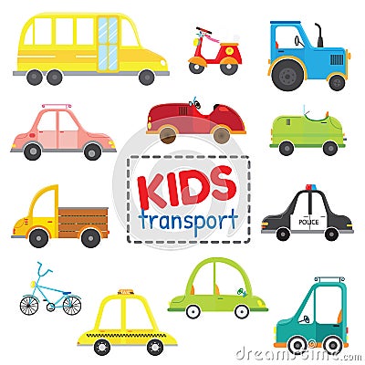 Set of kids transport. Vector Illustration