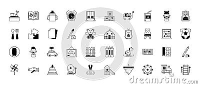 Set of kindergarten icons collection. Vector Illustration