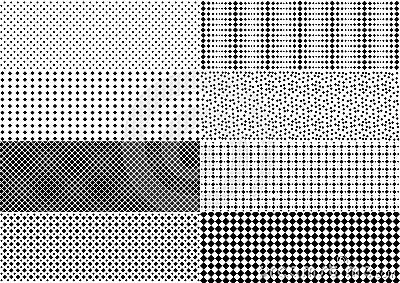 Set of 8 kinds rhombus seamless patterns. Monochrome abstract geometric background pattern. Vector illustration. Vector Illustration