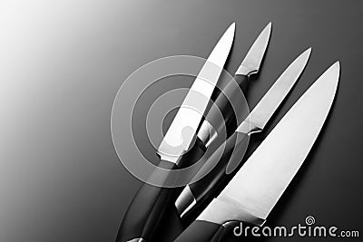 Set of kitchen knives Stock Photo