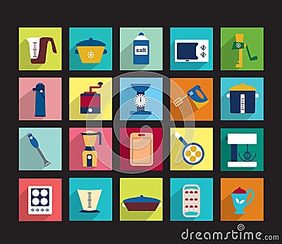 Set of kitchen machine icons. Vector Illustration