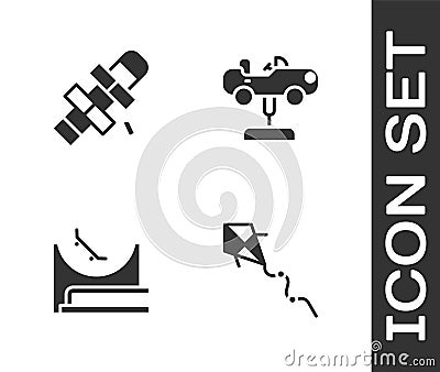 Set Kite, Hopscotch, Skate park and Swing car icon. Vector Vector Illustration