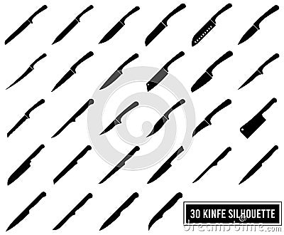 Set of Knife silhouettes vector Vector Illustration