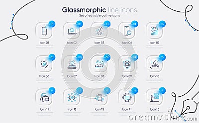 Set of Kpi, Typewriter and Refrigerator line icons for web app. Pictogram icon. Vector Vector Illustration