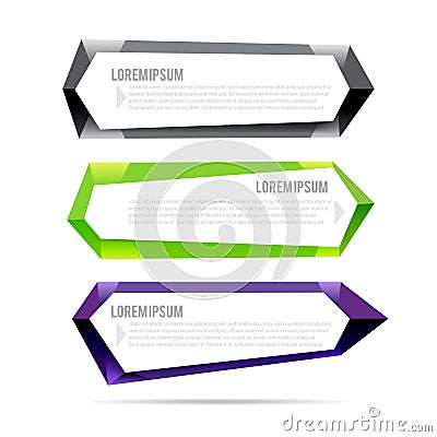 Set of label banner polygon element background colorful pattern Vector Illustration