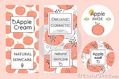 Set of labels for apple cosmetics Vector Illustration