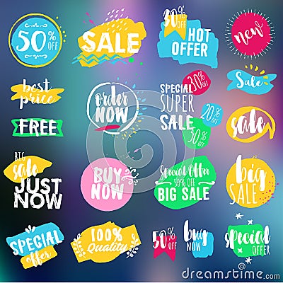 Set of labels and badges for sale, shopping, e-commerce and products promotion Stock Photo