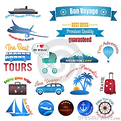 Set of labels, badges and stickers on travel Stock Photo