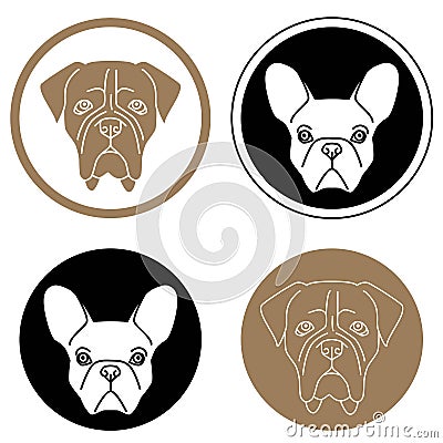 Set of labels with dog heads Vector Illustration