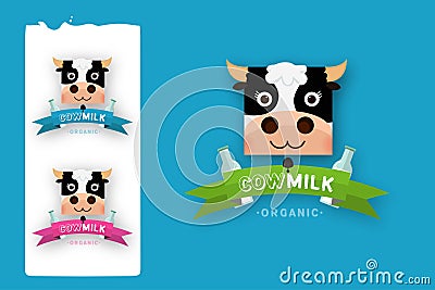 Set of labels and icons for milk Vector Illustration