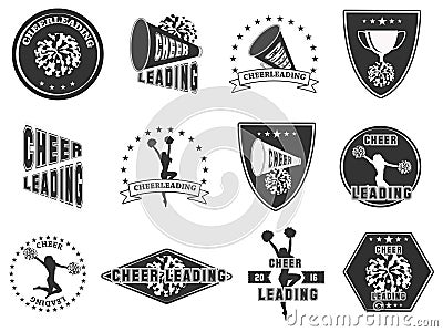 Set of labels, logos for cheerleading Vector Illustration